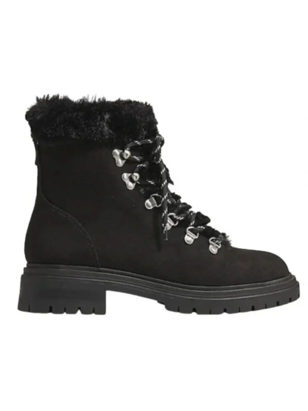 New J.Crew Faux Shearling Winter Hiking Boot Black Women's Size 11